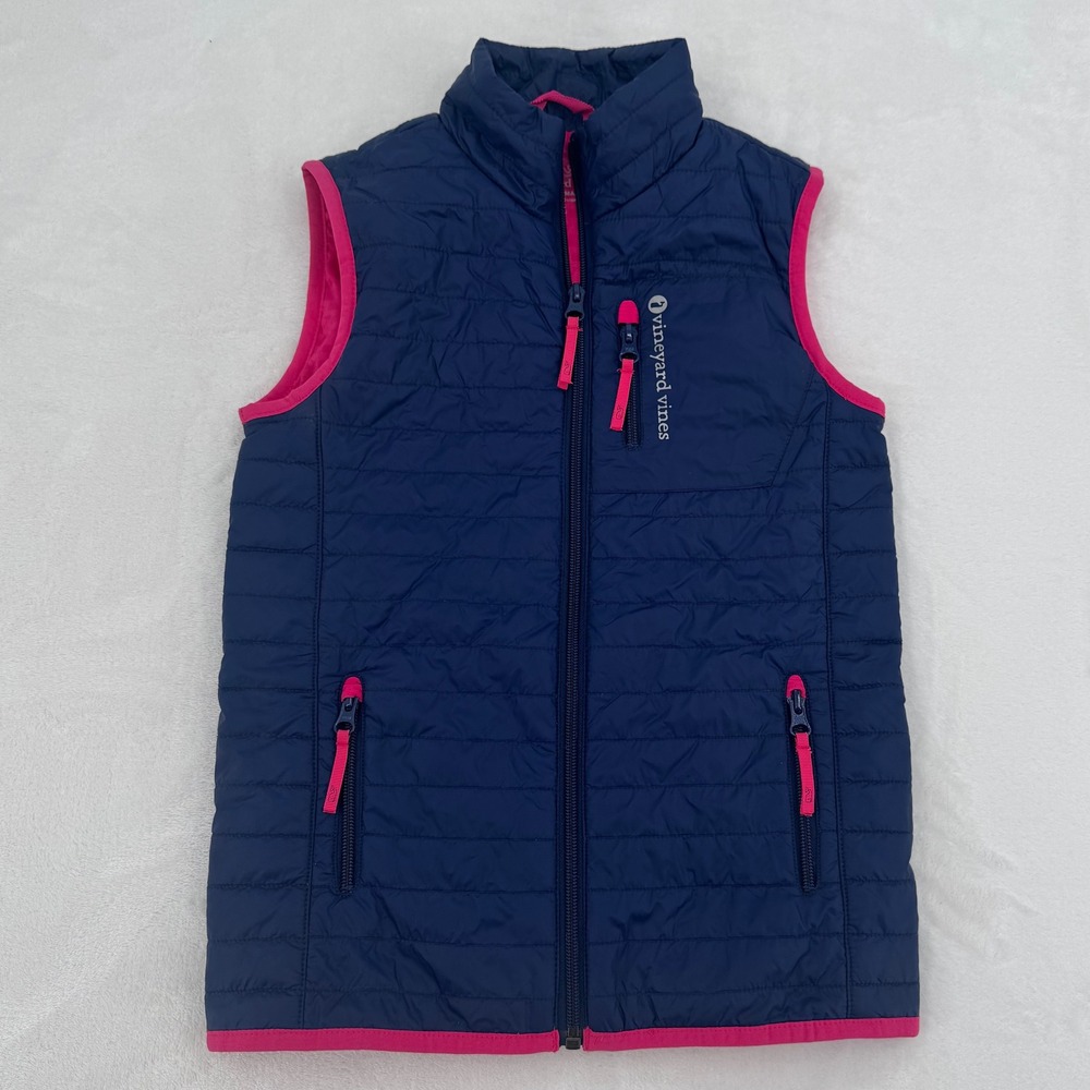 Vineyard Vines Girls Mountain Weekend Performance Quilted Vest Size S (7-8) Navy